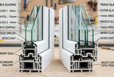 2-fach vs 3-fach Verglasung – Querschnitt zeigt den Unterschied im Aufbau